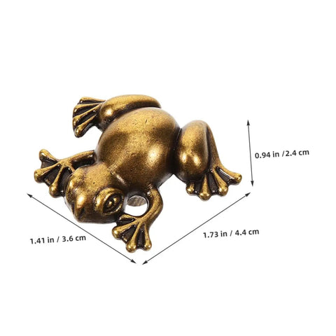 4 Pack Retro Frog Shape Pull Handles For Cabinets And Drawers, Dope Vintage Zinc Alloy Animal Knob Hardware, Sturdy Wardrobe And Dresser Pulls, Cute Frog Cabinet Knobs shown in dark brown antique finish, size 1.73x1.41x0.94 inches.