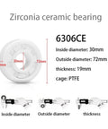 Premium Heavy Duty Full Zirconia Ceramic Deep Groove Ball Bearing 6312Ce 60X130X31Mm Five Pack Rolls displayed with dimensions