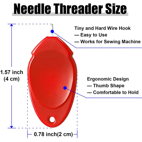12 Pack Needle Threaders For Hand Sewing No Fuss Easy Wire Hook Threaders With Small Eye Plastic Crafting Tools For Sewing Machines Random Color Set Compact 1.57 Inch Length Perfect For Quick Threading And DIY Projects shown with size details