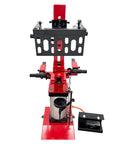 Heavy Duty Pneumatic Strut Compressor Badass Floor Setup Air Driven Shock Spring Remover view with hydraulic cylinder and black basket.