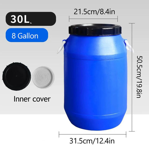 Food Grade Plastic Sealed Storage Barrel With Inner And Outer Double Seal Screw Lid, Airtight 8 Gallon Blue Container