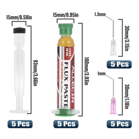 No Clean Soldering Flux 223 High Viscosity Pro Grade Paste Solder Flux 10mL Syringe For Circuit Boards Copper Wires Electronics Repair 5 pcs