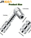 SURIEEN 4-piece 90-degree grease gun coupler adapter with sleeves; chrome metal ends, front view