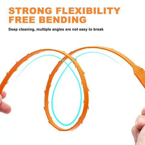 4 Pack 20 Inch Flexible Drain Snake Clog Remover Kit With Grip Handle For Hair And Debris In Sink Shower Tub And Toilet Easy To Use Drain Opener For Kitchen And Bathroom No Sweat Blockage Buster, bent orange polypropylene