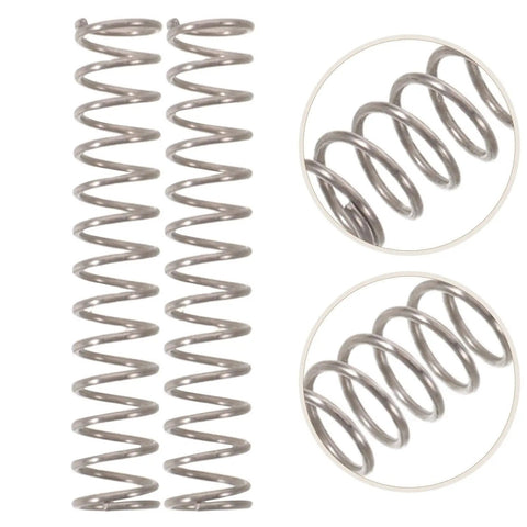 Grab These 10 Pack Stainless Steel Sprayer Compression Springs For Garden Pump Bottle Repair And Rebuild. Easy Swap Universal Replacement Ensures Quick Fixes And Smooth Operation Without Any Fuss Or Hassle For Your Diy Projects. two silver compression springs
