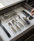 Expandable Clear Acrylic Drawer Organizer So Handy Fitting 12 To 23 Inch Drawers With Built In Compartments for kitchen utensils