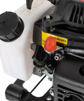 Close-up of Beefy 4HP Gas Outboard Motor 55cc 4-Stroke With Air Cooling Heavy Duty Small Boat Engine, showing control buttons.