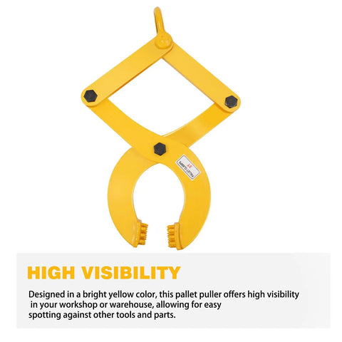 Pallet Puller 3T 6600 Lbs Capacity Heavy Duty Scissor Clamp For Forklifts Single Scissor Design yellow color with text