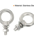 Heavy Duty Stainless Steel Eye Bolts With Nuts Washers For Lifting Hanging Top Shelf Threading Kit Includes 10 Pieces on display.