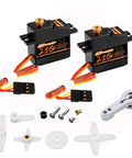 Two Pack 21G Mini Digital Servo with Full Metal Gear, Dual Ball Bearings, 25T Horn for RC Models, Helicopters, and Robots