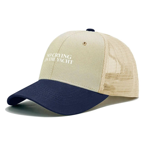 No Crying On The Yacht Women Trucker Hat Vintage Vibe Cap With Breathable Mesh Anti Sweat Band And Adjustable Snapback
