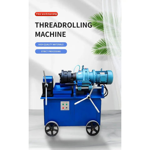 Beefy Thread Rolling Machine For Rebar And Steel Components, Heavy Duty Metal Thread Forming Equipment For Bolt Production And Construction Projects Today, blue