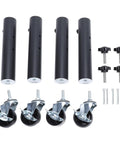 Heavy Duty Carbon Steel Furniture Legs With Casters 4 Pack Table Leg Extenders Riser For Cabinets Sofas Beds Desks Coffee Table