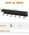 Dope Black Stainless Steel Key Holder With Shelf Wall Mount No Drill Self Adhesive Hooks Rack For Door Or Wall Repositionable