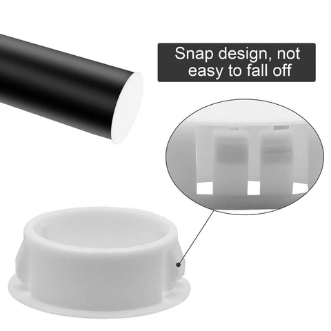 Close-up of 50 Pcs White Plastic Hole Plugs Set for Furniture and Panels Half Inch Round Flush Mount Snap In Hole Plugs fits 13mm holes