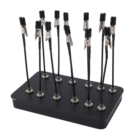 Solid Magnetic Helping Hands With 12 Clips For Soldering, PCB Work, And Model Painting on heavy duty steel base.
