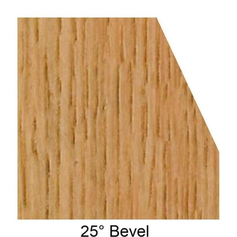 Wooden edge with 25 degree bevel angle, illustrating the finish created by the Edge Bevel Router Bit.