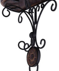 Legit Rustic Wall Shelf Bracket Built From Solid Wood And Black Wrought Iron For Heavy Duty Corner Mounting showcasing ornate design.