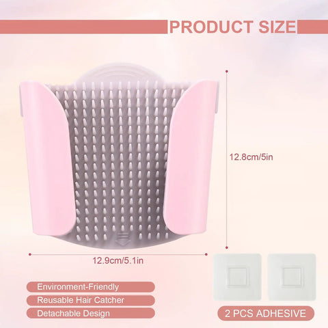 Game Changing Shower Wall Hair Catcher With Reusable Silicone Bristles For No Sweat Drain Protection Collecting Loose Hairs Effortlessly And Detachable Design Making Cleaning Super Chill For Pink Tubs - pink silicone bristles and dimensions.