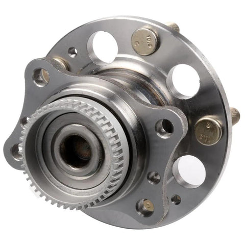 Front view of Wheel Hub Bearing Assembly 2Pcs with ABS Sensor for Hyundai Elantra Veloster Forte 5 Lug Beefy Steel Polished Kit