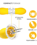 Compact stainless steel Twin Prong Corn Cob Holders And Butter Spreader Set for barbecue with secure grip and dishwasher safe features.