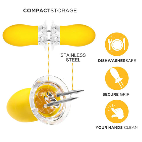 Compact stainless steel Twin Prong Corn Cob Holders And Butter Spreader Set for barbecue with secure grip and dishwasher safe features.