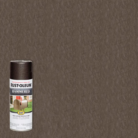 Badass Hammered Spray Paint In Sleek Dark Bronze can against a textured dark bronze background for durable DIY projects.