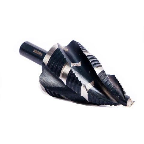 Heavy Duty Four Spiral Flute Step Drill Bit Set For Metalworking In M35 Cobalt High Speed Steel, Impact Ready by Panovos