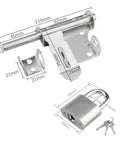 Top Tier Sliding Bolt Door Latch With Mounting Screws, sturdy metal design and included padlock with keys.