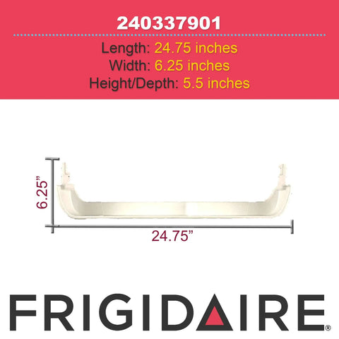 Replacement Refrigerator Door Bin 240337901 Compatible With 30-2251-00-01, clear plastic bin dimensions 24.75" x 6.25" x 5.5"