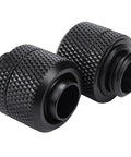 Compression fittings, two black G1/4 to 3/8 in ID, 1/2 in OD for soft tubing used in PC water cooling
