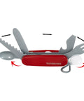 Kids Pocket Knife Toy 4.4 Inch VX Red Swiss Army Style Pretend Tool for Young Adventurers, realistic stainless look with utensils.