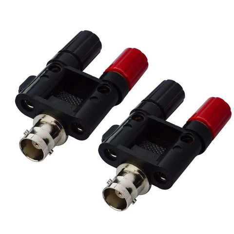 BNC Female To Dual Banana Female Binding Post RF Coax Splitter Adapter For HF Radios And Antennas Pack Of 2, 50 Ohm Brass Build