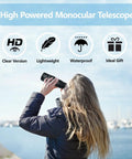 Person using 16X52 Monocular Telescope High Power HD With Dual Focus System Waterproof Spotting Scope, outdoor viewing by water