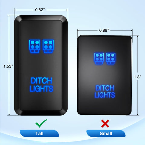 Push Button Ditch Lights Switch 12V On Off With Wire Harness Kit 1.54 By 0.83 Inches Replacement for Toyota Comparison