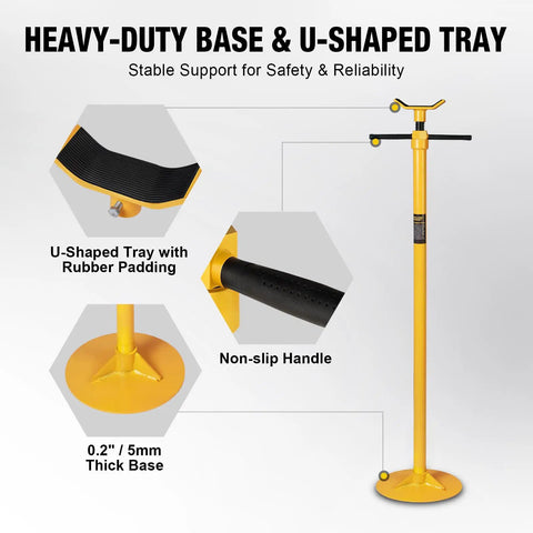 Underhoist Support Stand With Three Quarters Ton Lift Capacity showing base, U-shaped tray, and non-slip handle details