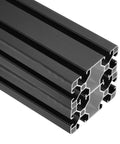 Two Pack 800mm 4080 Aluminum Extrusion Profiles European Standard Anodized Black Linear Rail Guide For 3D Printers And CNC Machines Heavy Duty 6063 Aluminum Smooth Motion Built For Big Builds stacked black 4080 aluminum extrusion ends