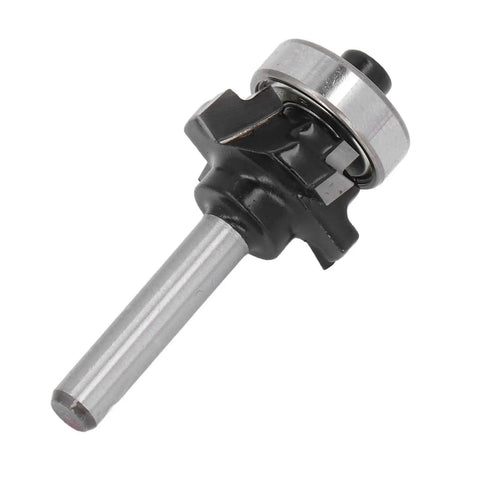 Cool Keenso 4 Flute Solid Carbide Roundover Router Bit for smooth wood edging and trimming, showing detailed cutting flutes.