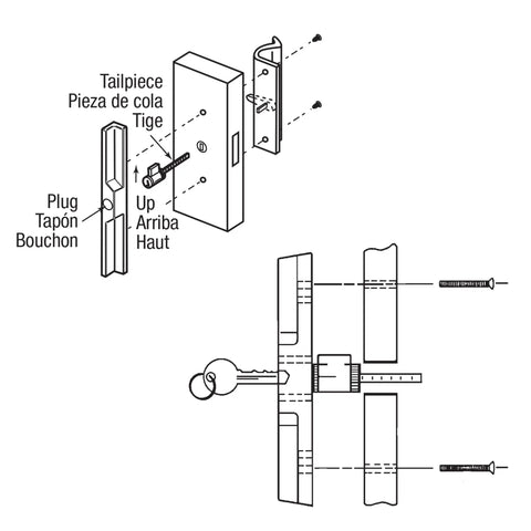 Diagram of One And A Quarter Inch Cylinder Lock For Patio Doors And Deadbolt Replacements With Five Pin Tumbler Solid Brass Housing.