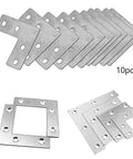 10 pieces stainless steel L shaped corner brace set with flat plate brackets for right angle repairs, 50 by 50mm.