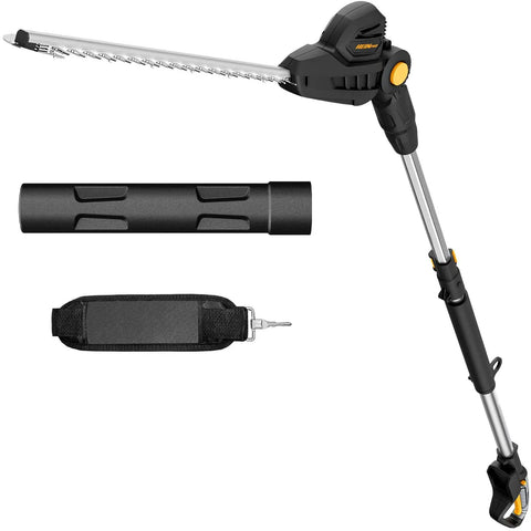 Cordless Pole Hedge Trimmer With 14-Foot Reach And 18-Inch Cutting Head, Compatible With 20V Max Batteries, Extension Pole Included