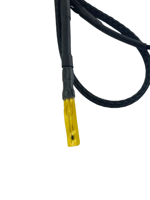 Precision 10K Ohm NTC Thermistor Temperature Wire Sensor For PC Water Cooling with black insulated wire and yellow connector.