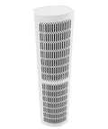 Heavy Duty Wall Mount Air Curtain With Dual Speed Remote Fast Hot And Cold Airflow Blocks Drafts Pests And Dust mounted vertically.