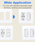 Screwless Decorator Wall Plate 2 Gang Outlet Cover For Light Switches And Power Plugs Built Tough Polycarbonate White Finish