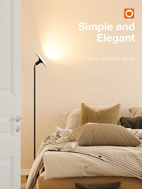 Remote Controlled Floor Lamp With Foot Switch Sky LED Tall Modern Torchiere Dope Super Bright 2400 Lumens 30W in bedroom
