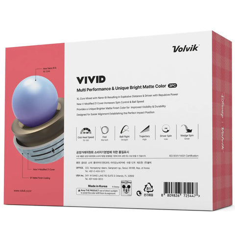 Back view of the Disney Minnie Mouse Golf Ball Gift Set One Dozen With Vivid Matte Finish For Golfers box showing Volvik details.