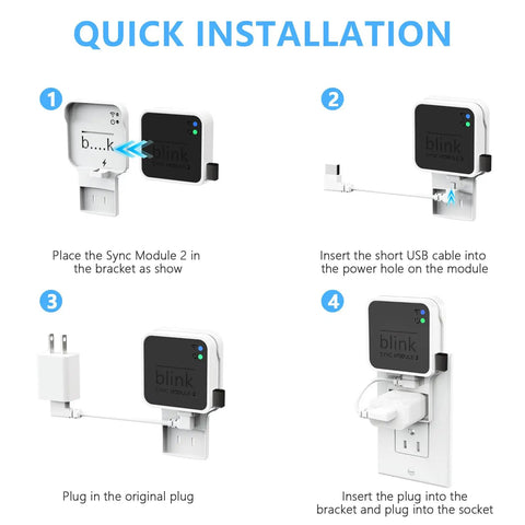 Quick installation guide for 256GB USB Flash Drive With Outlet Wall Mount For Sync Module 2, space-saving mount bracket.