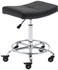 Wide Rolling Stool With Locking Wheels And Footrest For Salon Or Kitchen Adjustable Height Swivel Chair 19 Inch Seat U Shaped Curved Seat
