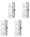 Hidden Acrylic Door Hinges With Self-Closing Spring Mechanism, stainless steel build, clear design, set of four hinges.