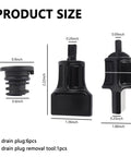 Product dimensions of Six Piece Engine Oil Drain Plug Kit With Removal Tool Replacement OEM 06L103801 for VW and Audi vehicles.